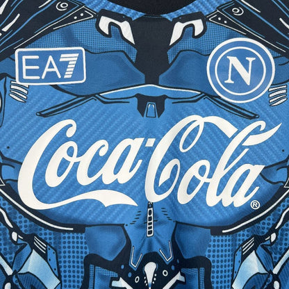 Napoli 2025/26 Treino Azul – detalhe frontal